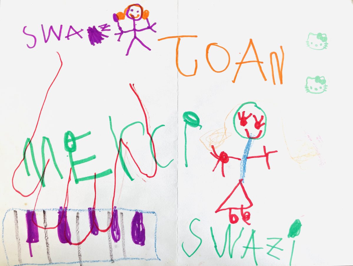Merci Joan · Carte dessinée par une élève